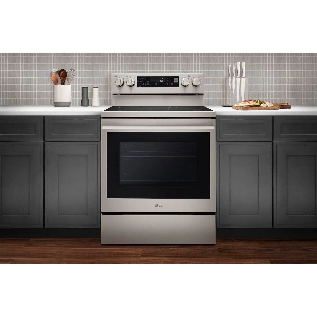 LG 6.3 Cu.Ft. Smart Electric Freestanding Range with Air Fry & InstaView® – PrintProof® Stainless Steel (LREN6325XE) - Image 2