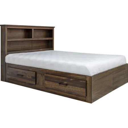 Vera Full Bookcase Storage Bed with Drawers – Truffle Finish