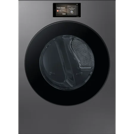 Samsung 7.6 cu.ft. AI Smart Front Load Electric Dryer with Steam & LCD Display – Dark Steel (Model DV90F53AESAC)
