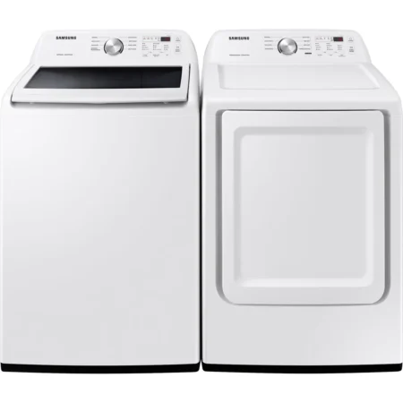 Samsung 4.5 cu.ft. Top Load Washer & 7.2 cu.ft. Electric Dryer Pair – White (Model WA45T3200AW-DVE45T3200W)