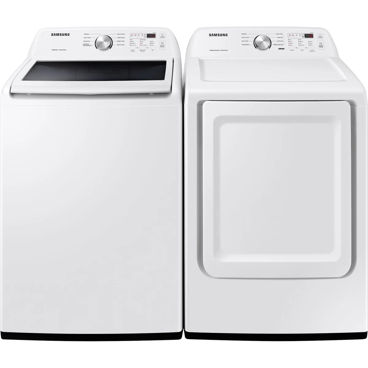 Samsung 4.5 cu.ft. Top Load Washer & 7.2 cu.ft. Electric Dryer Pair – White (Model WA45T3200AW-DVE45T3200W)