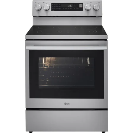 LG 6.3 Cu.Ft. Smart Electric Freestanding Range with Air Fry & InstaView® – PrintProof® Stainless Steel (LREN6325XE)