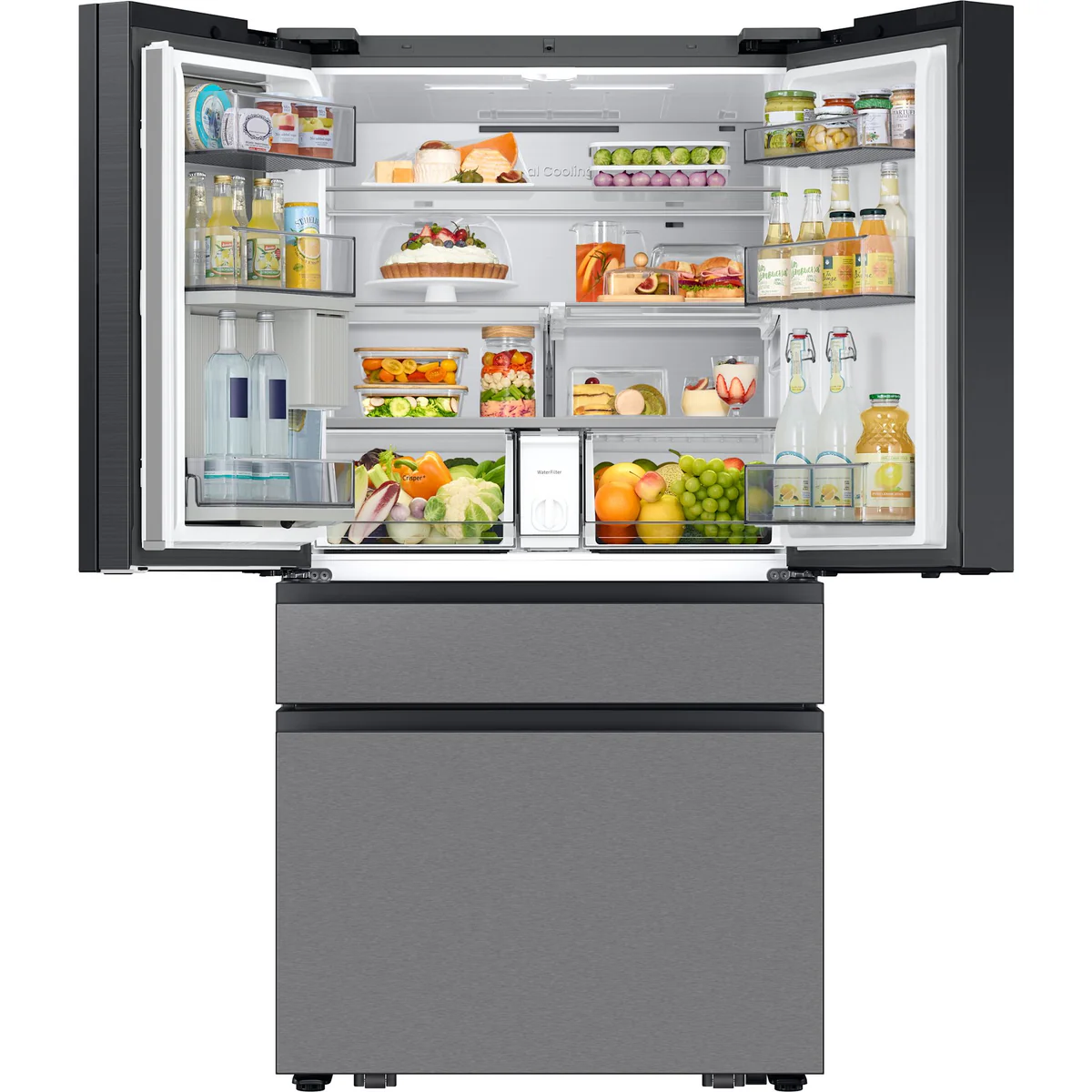 Samsung 36" 23 Cu.Ft. Bespoke AI 4-Door Counter-Depth French Door Refrigerator – Stainless Steel (RF90F23BECRAA) - Image 9