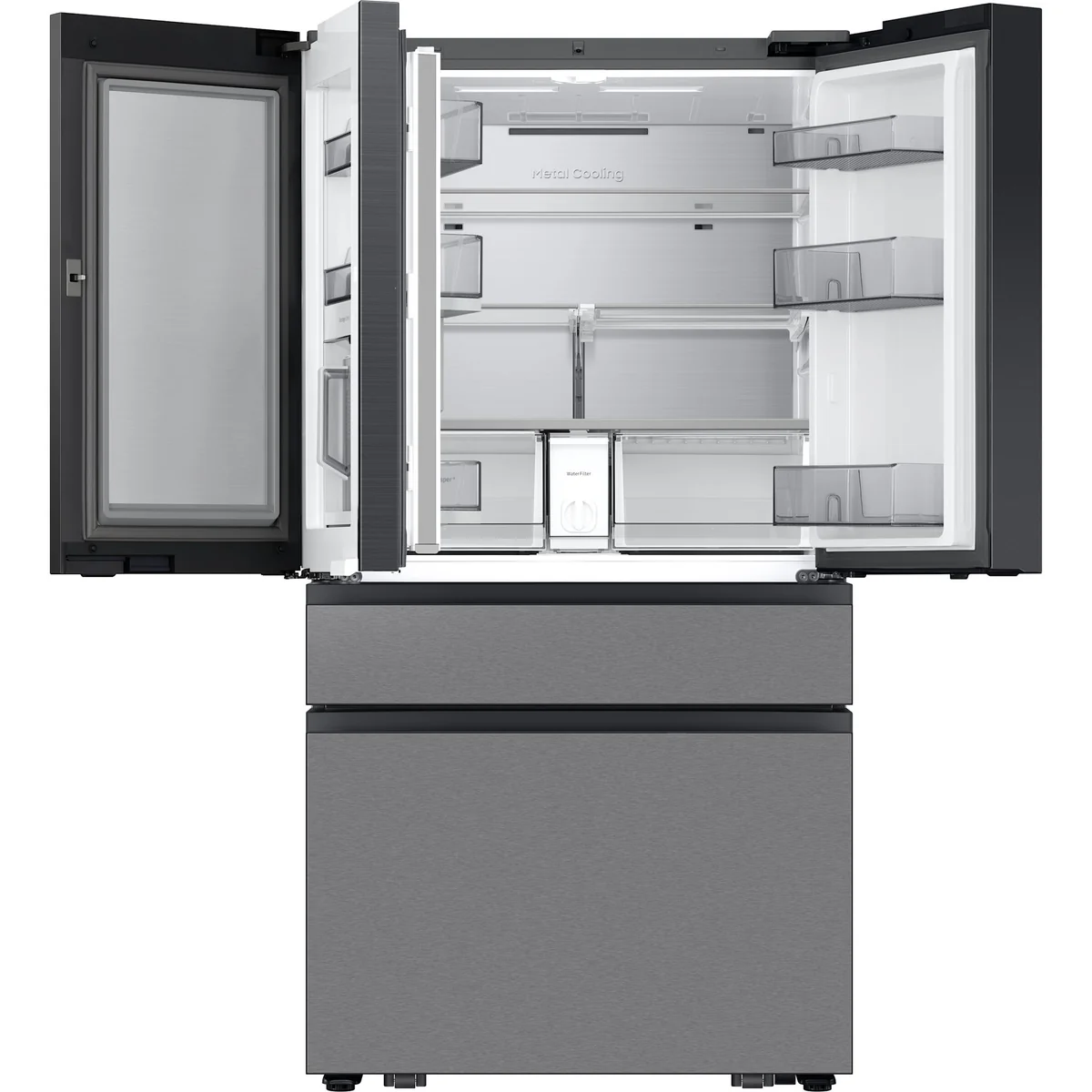 Samsung 36" 23 Cu.Ft. Bespoke AI 4-Door Counter-Depth French Door Refrigerator – Stainless Steel (RF90F23BECRAA) - Image 8